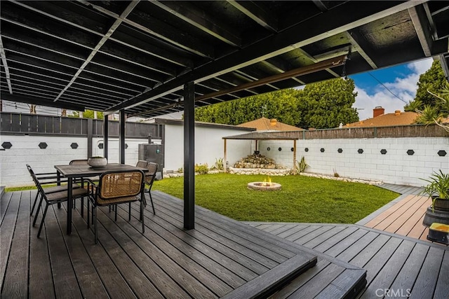 5893 E Adderley Dr, Long Beach, CA 90808 - wooden terrace with an outdoor fire pit and outdoor dining area