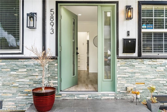 5893 E Adderley Dr, Long Beach, CA 90808 - property entrance featuring stone siding