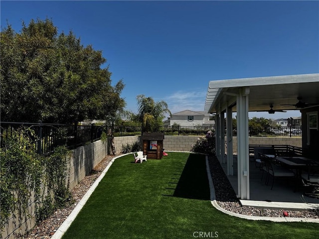 31827 Ives Ct, Menifee, CA 92584 - view of yard with ceiling fan and a patio