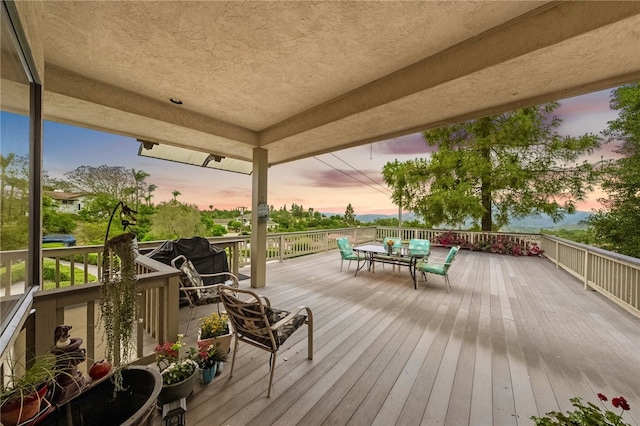 1357 Sunny Heights Rd, Fallbrook, CA 92028 - deck at dusk with outdoor dining space