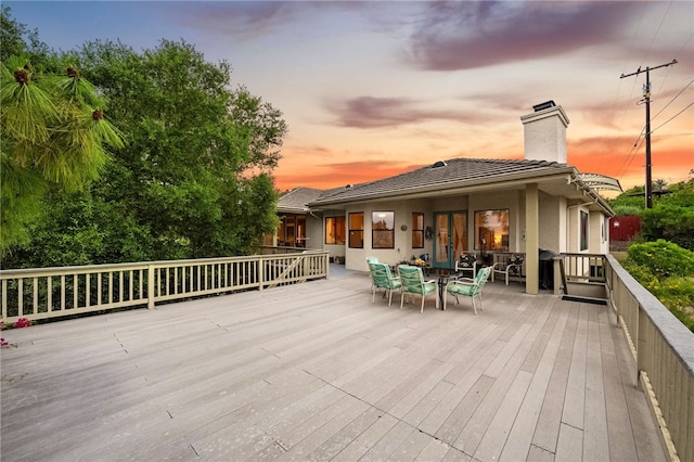 1357 Sunny Heights Rd, Fallbrook, CA 92028 - deck at dusk with outdoor dining space