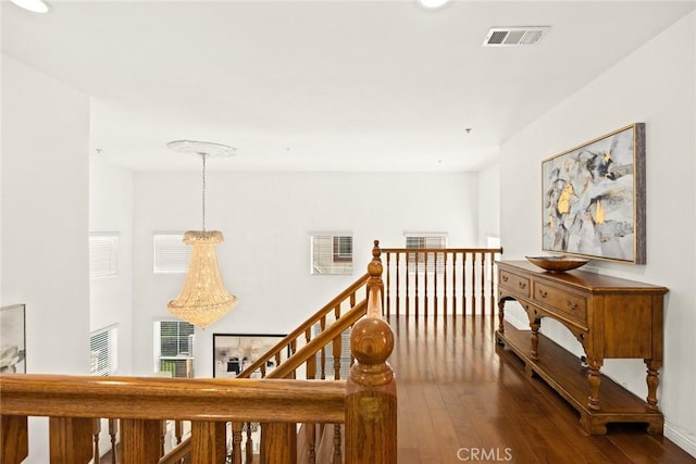 4937 Peck Rd Unit C, El Monte, CA 91732 - hallway featuring hardwood / wood-style flooring, recessed lighting, and an upstairs landing