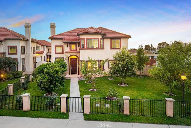 4937 Peck Rd Unit C, El Monte, CA 91732 - mediterranean / spanish home featuring stucco siding, a tile roof, and a chimney