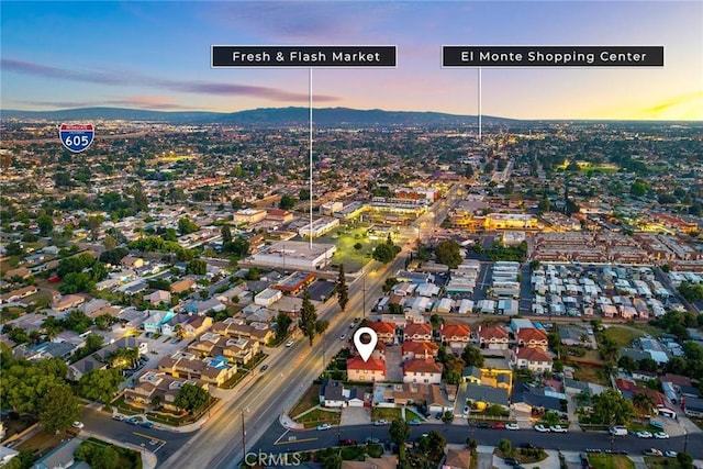 4937 Peck Rd Unit C, El Monte, CA 91732 - aerial view at dusk of a mountain view