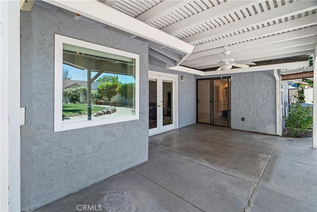 3014 California Park Dr, Chico, CA 95928 - view of patio featuring french doors and a ceiling fan