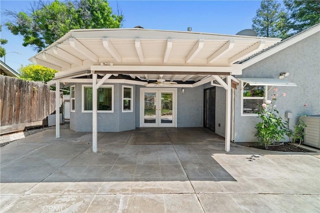 3014 California Park Dr, Chico, CA 95928 - view of patio / terrace with french doors and ceiling fan