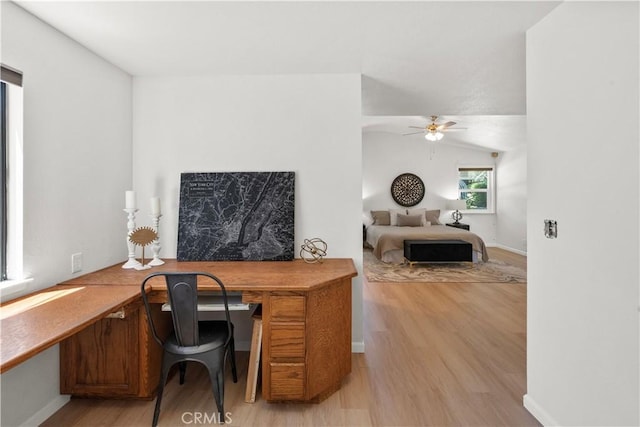 3014 California Park Dr, Chico, CA 95928 - office space with a ceiling fan, light wood-style flooring, and baseboards
