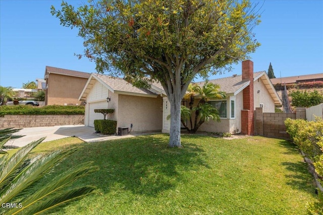 849 Plaza Cuernavaca Way, San Diego, CA 92114 - view of front facade with a garage, stucco siding, concrete driveway, and a chimney