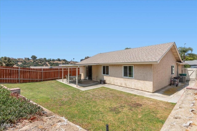 849 Plaza Cuernavaca Way, San Diego, CA 92114 - back of house featuring a patio, stucco siding, a fenced backyard, and a shingled roof