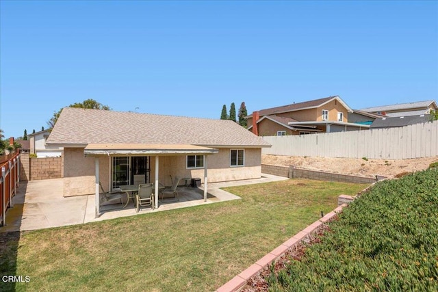 849 Plaza Cuernavaca Way, San Diego, CA 92114 - back of house featuring stucco siding, a fenced backyard, a patio area, and a shingled roof