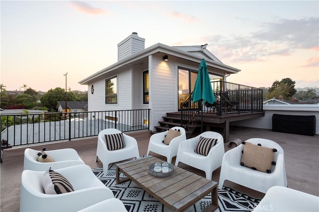 33252 Big Sur St, Dana Point, CA 92629 - patio terrace at dusk with an outdoor hangout area and a deck