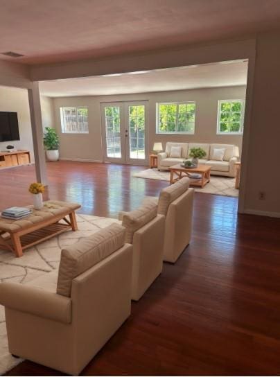 23308 Friar St, Woodland Hills, CA 91367 - living room with wood finished floors and french doors