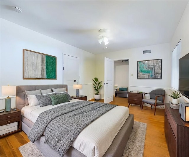 23308 Friar St, Woodland Hills, CA 91367 - bedroom with light wood finished floors and ceiling fan