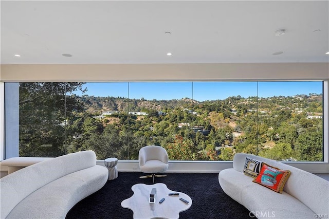 9716 Oak Pass Rd, Beverly Hills, CA 90210 - living room with carpet floors and recessed lighting