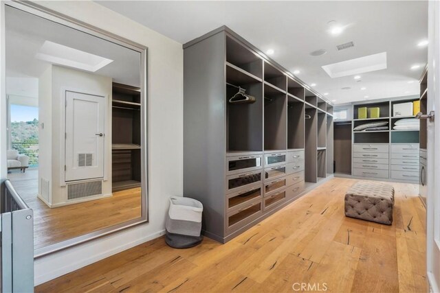9716 Oak Pass Rd, Beverly Hills, CA 90210 - spacious closet with a skylight and wood-type flooring