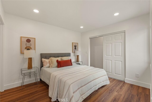 1792 Crestmont Pl, Costa Mesa, CA 92627 - bedroom with baseboards, wood finished floors, recessed lighting, and a closet
