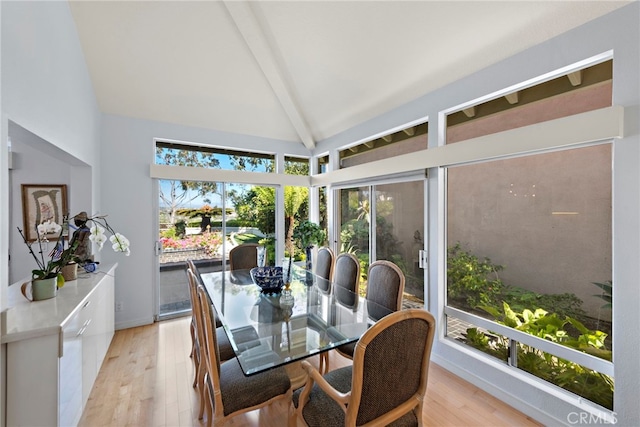 30252 Sonrisa Ln, Laguna Niguel, CA 92677 - sunroom with beam ceiling, wood finished floors, and high vaulted ceiling