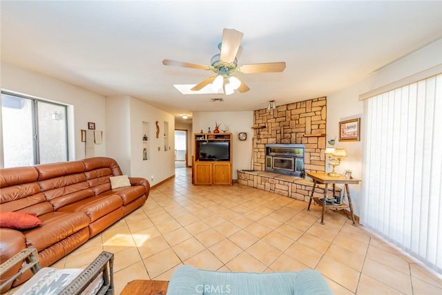 5131 Cygnet Rd A-B, Unit A-B Phelan, CA 92371 - living room featuring light tile patterned floors, ceiling fan, and baseboards