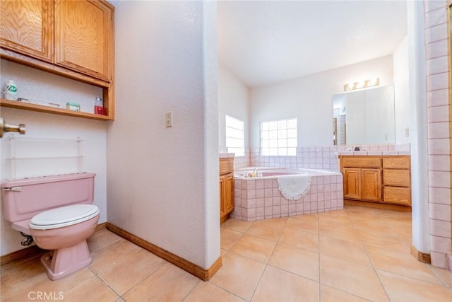 5131 Cygnet Rd A-B, Unit A-B Phelan, CA 92371 - bathroom with toilet, a bath, vanity, tile patterned floors, and baseboards