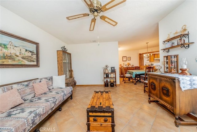 5131 Cygnet Rd A-B, Unit A-B Phelan, CA 92371 - living area featuring ceiling fan and light tile patterned floors