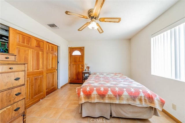 5131 Cygnet Rd A-B, Unit A-B Phelan, CA 92371 - bedroom with light tile patterned floors and ceiling fan