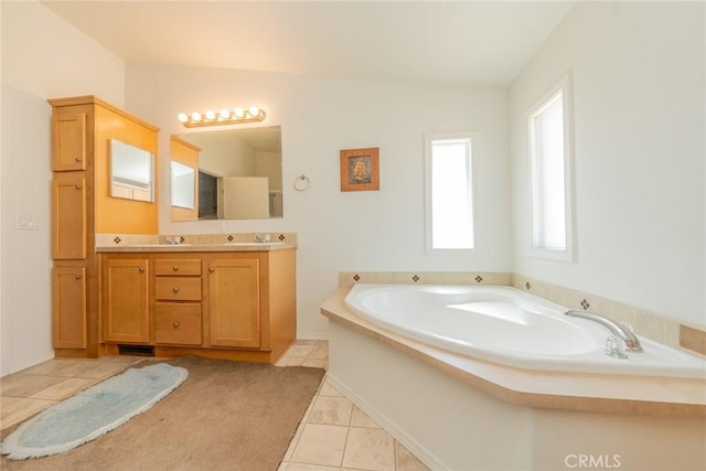 5131 Cygnet Rd A-B, Unit A-B Phelan, CA 92371 - bathroom featuring tile patterned flooring, a garden tub, and vanity