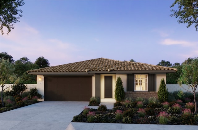 18430 Errol Way, Chino Hills, CA 91709 - view of front of house featuring a garage, brick siding, concrete driveway, a tile roof, and stucco siding