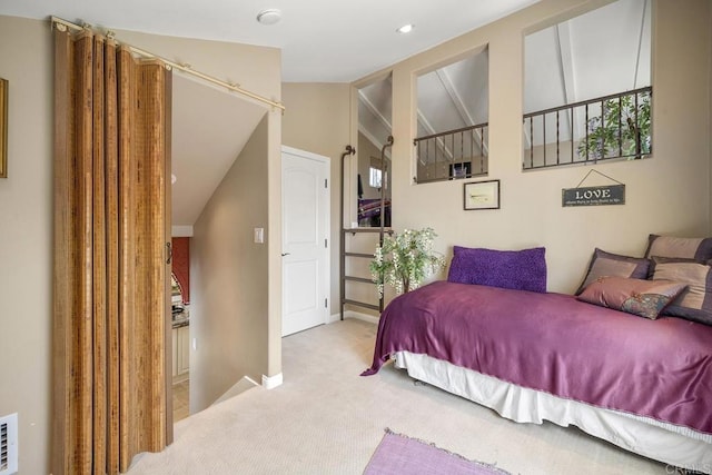 1744 Tattenham Rd, Encinitas, CA 92024 - bedroom with lofted ceiling, carpet floors, and baseboards