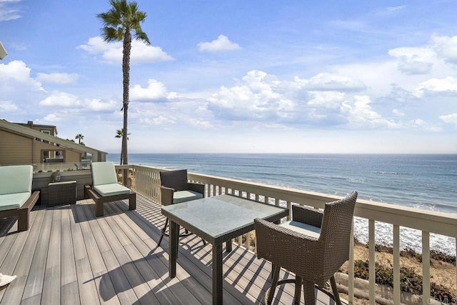 1744 Tattenham Rd, Encinitas, CA 92024 - wooden deck featuring view of water and beach