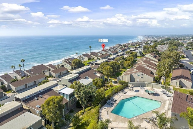 1744 Tattenham Rd, Encinitas, CA 92024 - aerial view of residential area with a pool and a large body of water