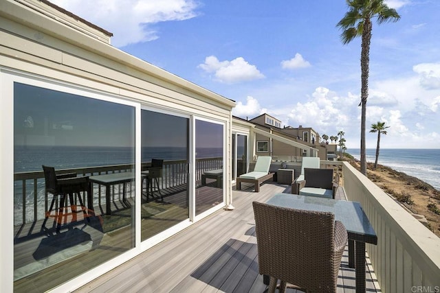 1744 Tattenham Rd, Encinitas, CA 92024 - wooden deck with view of water and beach