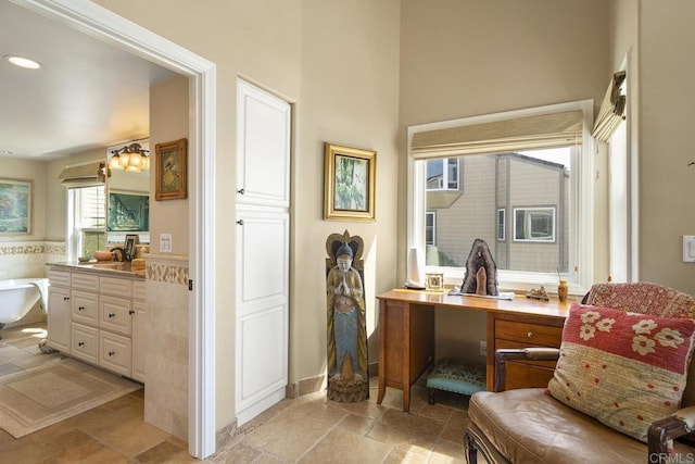 1744 Tattenham Rd, Encinitas, CA 92024 - office featuring light stone finish flooring and recessed lighting