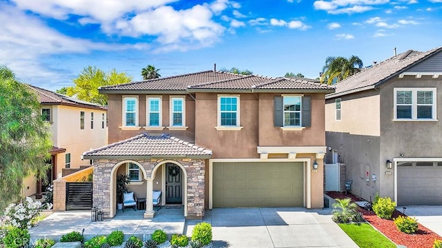 8967 Sunshine Valley Way, Corona, CA 92883 - view of front of house featuring a tiled roof, stucco siding, concrete driveway, and an attached garage