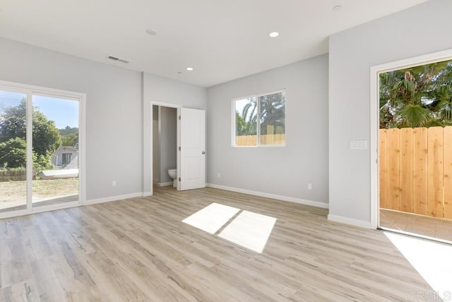 535 60th St, San Diego, CA 92114 - unfurnished bedroom featuring access to exterior, light wood-style floors, baseboards, and recessed lighting