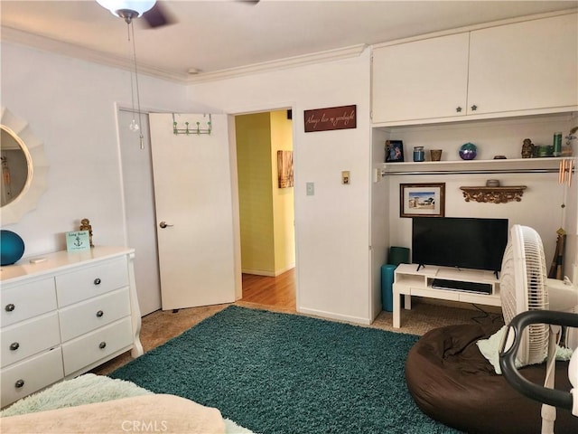 2772 E 2nd St Unit E2, Long Beach, CA 90803 - bedroom featuring light carpet and crown molding