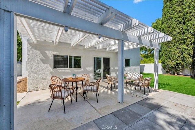 921 Dahlia Ave, Costa Mesa, CA 92626 - view of patio / terrace with a pergola and an outdoor hangout area
