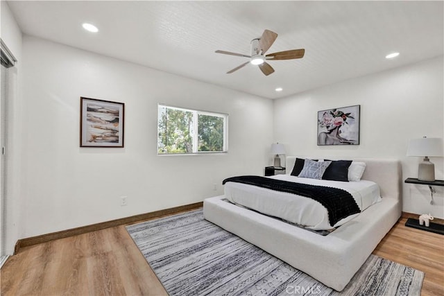 921 Dahlia Ave, Costa Mesa, CA 92626 - bedroom with wood finished floors, baseboards, ceiling fan, and recessed lighting