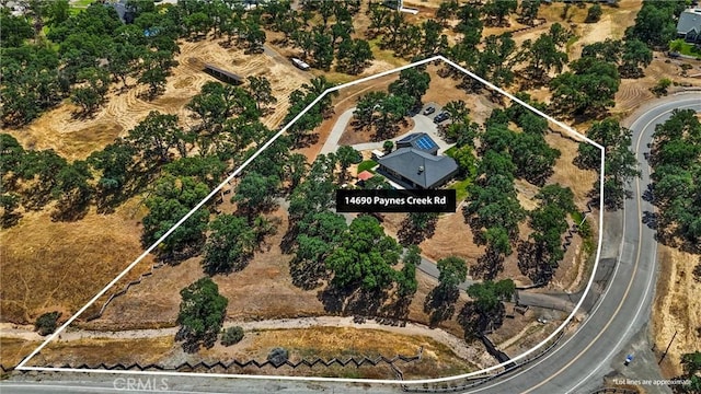 14690 Paynes Creek Rd, Red Bluff, CA 96080 - aerial view of property and surrounding area with property boundaries highlighted