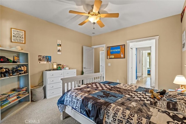 14690 Paynes Creek Rd, Red Bluff, CA 96080 - bedroom with carpet floors and ceiling fan
