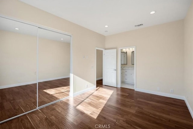 5420 Kodiak Mountain Dr, Yorba Linda, CA 92887 - unfurnished bedroom with wood finished floors, a closet, recessed lighting, and ensuite bath