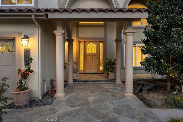 5420 Kodiak Mountain Dr, Yorba Linda, CA 92887 - property entrance with stucco siding and a porch