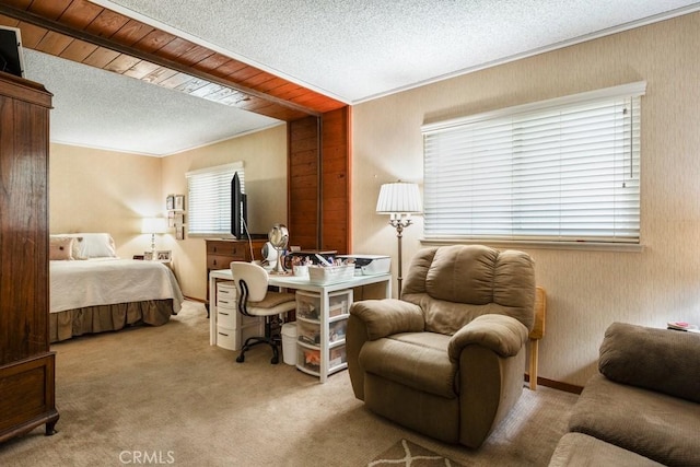 4734 E Tanglewood Ave, Anaheim, CA 92807 - carpeted bedroom with a desk and a textured ceiling