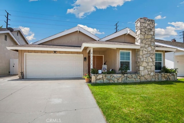 4734 E Tanglewood Ave, Anaheim, CA 92807 - ranch-style house with a front yard, a shingled roof, concrete driveway, and an attached garage
