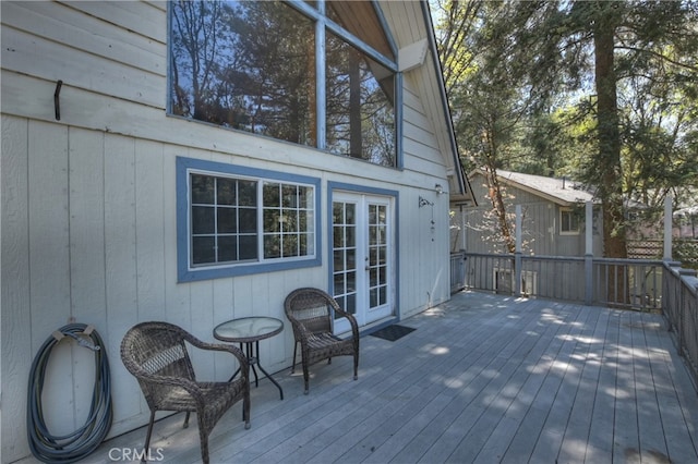 27476 School Rd, Lake Arrowhead, CA 92326 - wooden deck featuring french doors