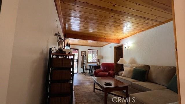 33477 Fern Dr, Green Valley Lake, CA 92341 - living room featuring wood ceiling and wood finished floors