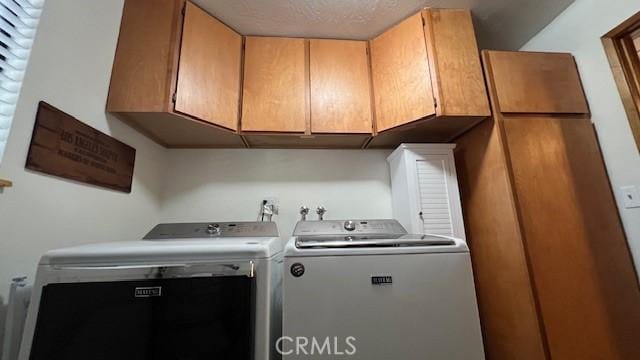 33477 Fern Dr, Green Valley Lake, CA 92341 - laundry room with cabinet space and washing machine and clothes dryer