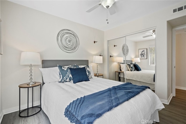 28241 Sorrento Unit 124, Laguna Niguel, CA 92677 - bedroom with baseboards, wood finished floors, and a ceiling fan