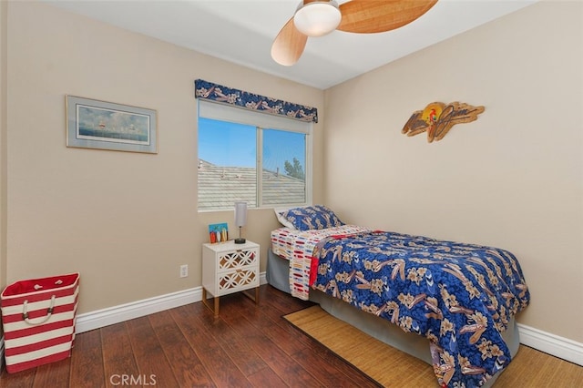 29944 Peach Tree Ct, Murrieta, CA 92563 - bedroom featuring wood-type flooring, baseboards, and a ceiling fan