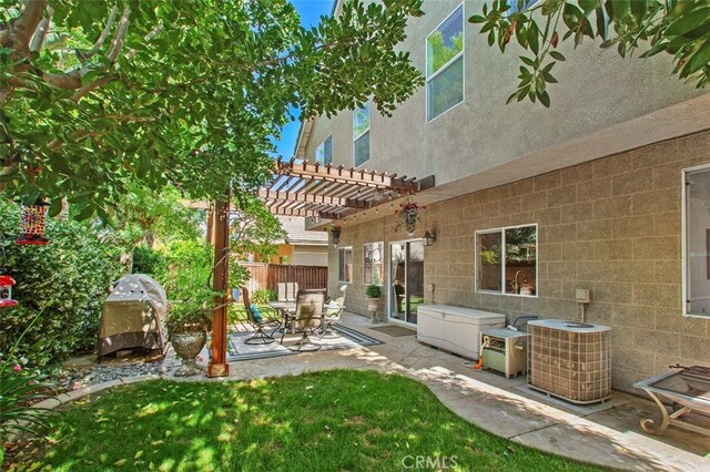 29944 Peach Tree Ct, Murrieta, CA 92563 - view of yard with cooling unit, a pergola, and a patio area