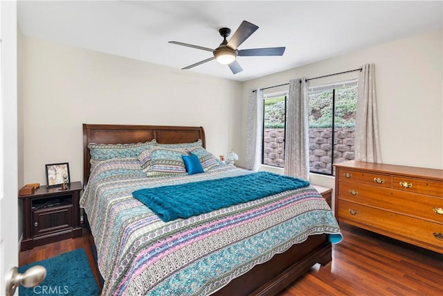 735 Del Valle Dr, Fallbrook, CA 92028 - bedroom with wood finished floors and ceiling fan